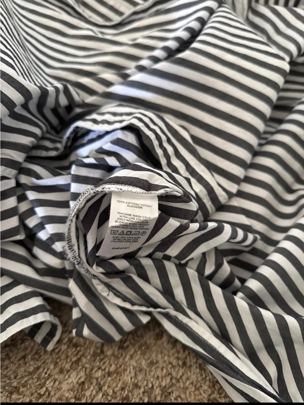 LOFT Grey/White Striped Poplin Belted Pocket Shirtdress size Large - Picture 11 of 12